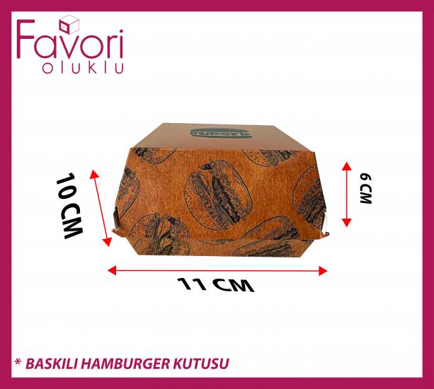 Baskılı Kraft Hamburger Kutusu 11 x 10 x 6 cm